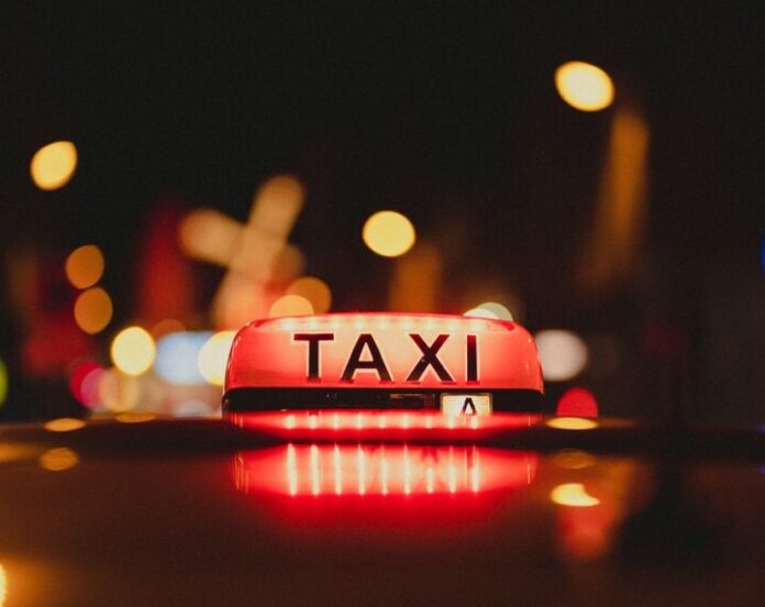 taxi, traffic, night